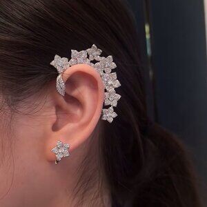 APM Monaco zircon flower clip earrings